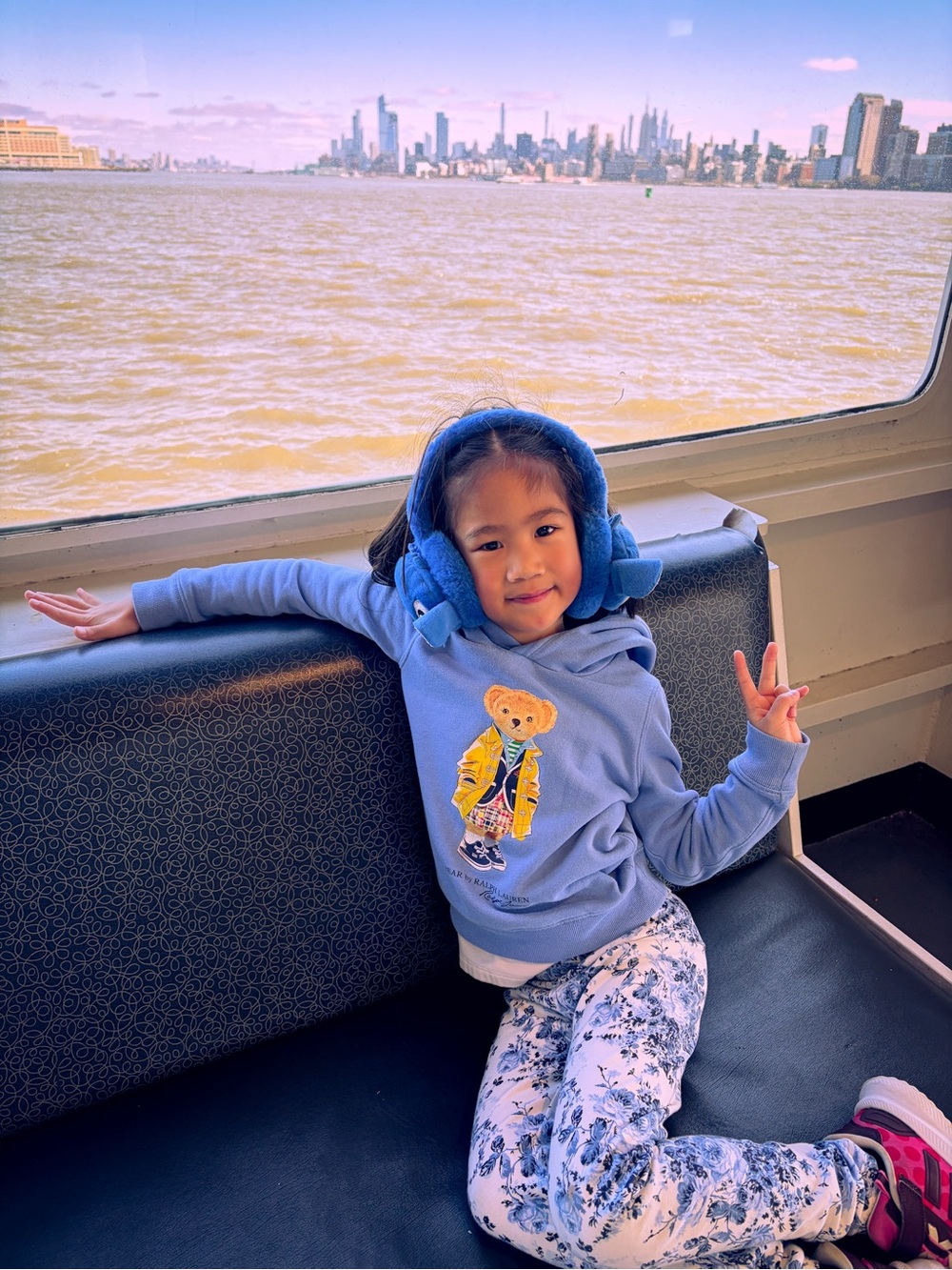 Ralph Lauren Light Blue Hoodie with Yellow Polo Bear Graphic